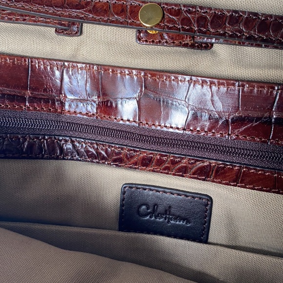 RARE Cole Haan Elena Croc Textured Leather Clutch - Picture 6 of 7